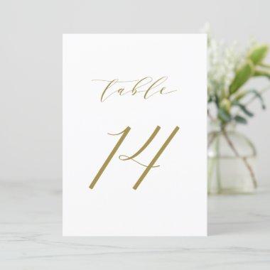Gold Minimalist Script Wedding Table Number 14