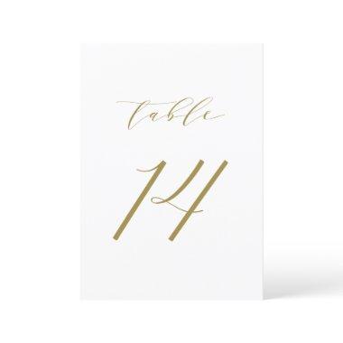 Gold Minimalist Script Wedding Table Number 14