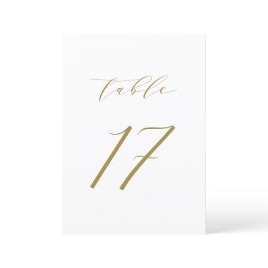 Gold Minimalist Script Wedding Table Number 17