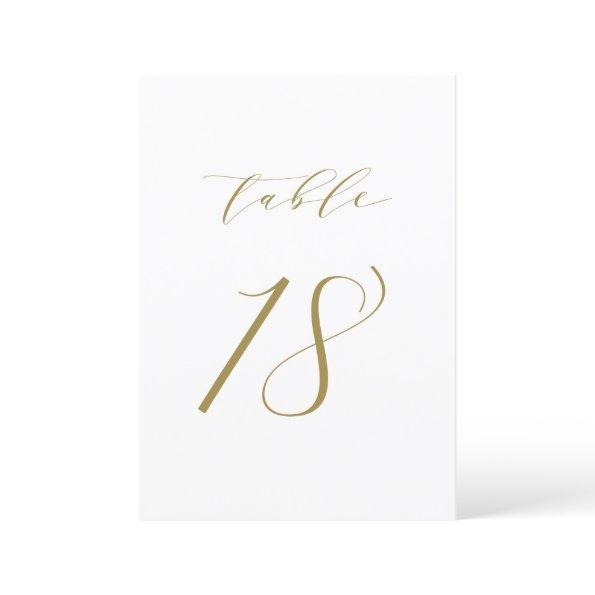 Gold Minimalist Script Wedding Table Number 18