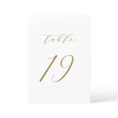 Gold Minimalist Script Wedding Table Number 19