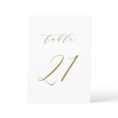 Gold Minimalist Script Wedding Table Number 21