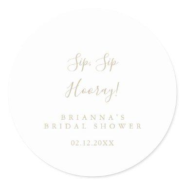 Gold Minimalist Sip Sip Hooray  Classic Round Sticker
