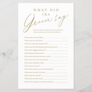 Gold minimalist what did the groom say game