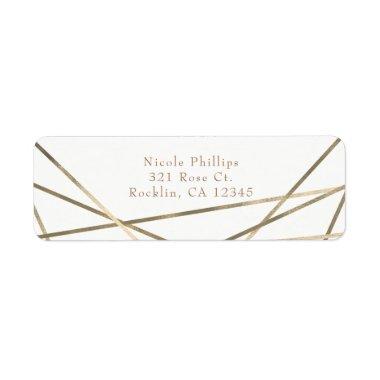 Gold Modern Geometric Lines Glam Party  Label