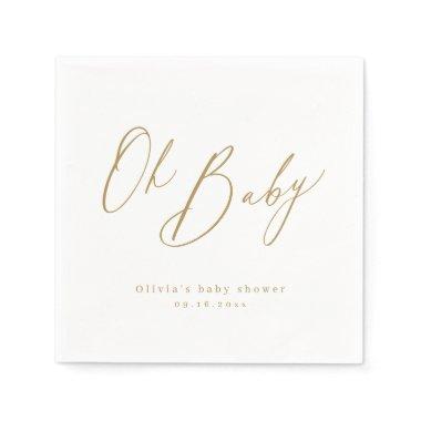Gold modern oh baby script minimalist baby show napkins
