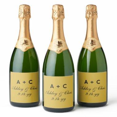 Gold Modern Personalized Wedding Champagne Favor Sparkling Wine Label
