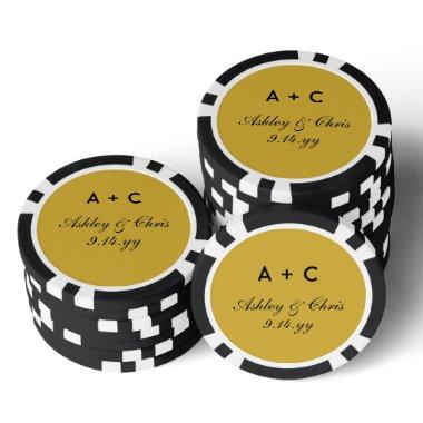 Gold Modern Personalized Wedding Reception Favor Poker Chips