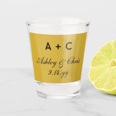 Gold Modern Personalized Wedding Reception Favor Shot Glass