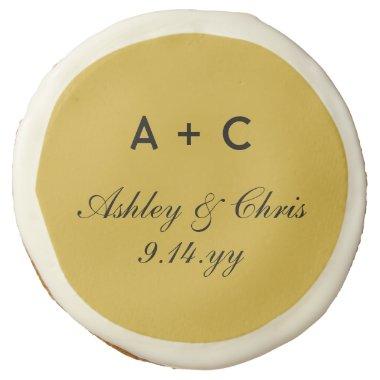 Gold Modern Personalized Wedding Reception Favor Sugar Cookie