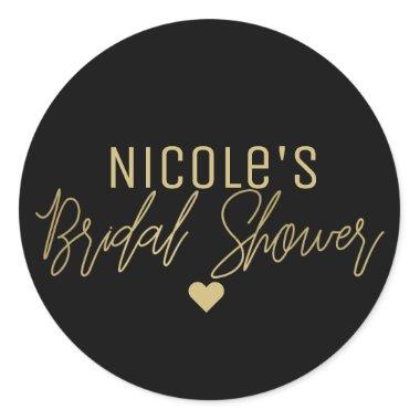 Gold Modern Script BRIDAL SHOWER Any Color Custom Classic Round Sticker