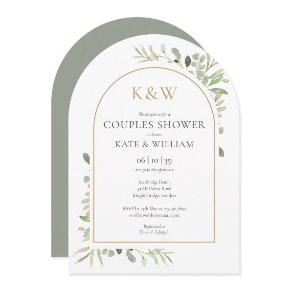 Gold Monogram Greenery Couples Shower Arch
