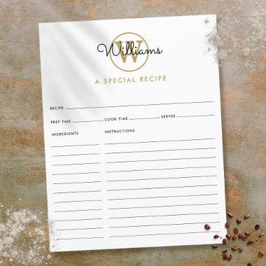 Gold Monogram Script Name Recipe Invitations