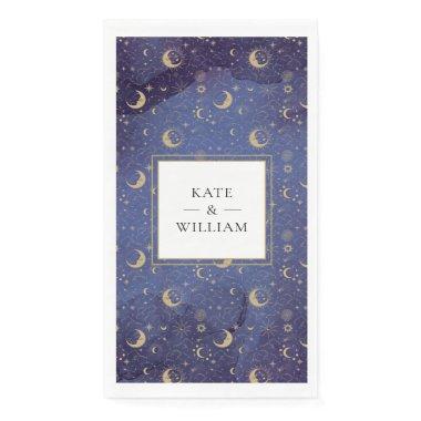 Gold Moons And Stars Celestial Mystical Wedding Paper Guest Towels