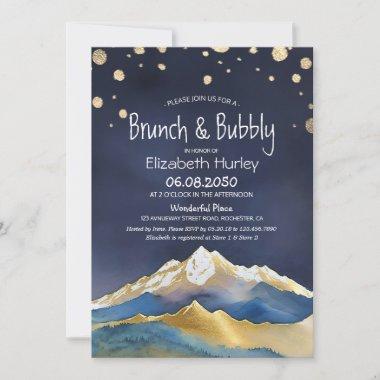 Gold Mountains Wedding Brunch Bubbly Bridal Shower Invitations