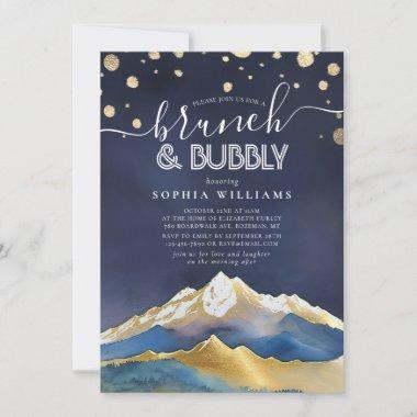 Gold Mountains Wedding Brunch Bubbly Bridal Shower Invitations