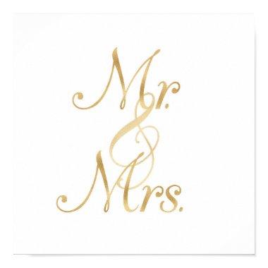 Gold Mr & Mrs wall art, foil font Poster