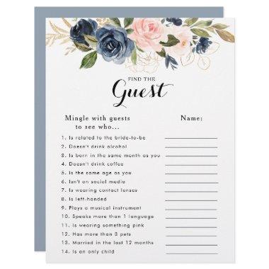 Gold Navy Blue Bridal Shower Find the Guest Game