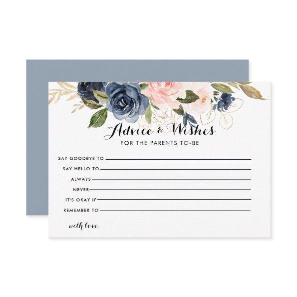 Gold Navy Blue Pink Floral Advice and Wishes