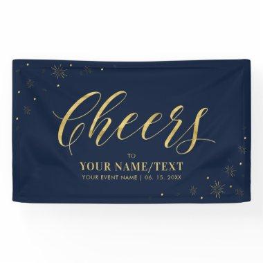 Gold & Navy Modern Cheers All Occasions Party Banner