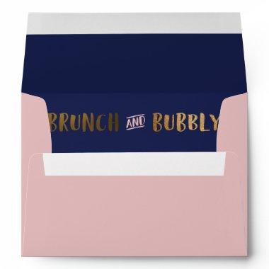 Gold Navy & Pink Brunch & Bubbly Bridal Shower Envelope