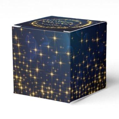 Gold Navy Sparkle Lights Holiday Christmas Favor Boxes