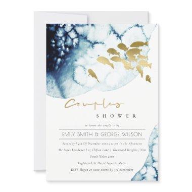 GOLD NAVY UNDERWATER SEA FISH COUPLE SHOWER INVITE