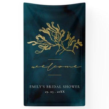 GOLD NAVY UNDERWATER SEAWEED BRIDAL SHOWER WELCOME BANNER