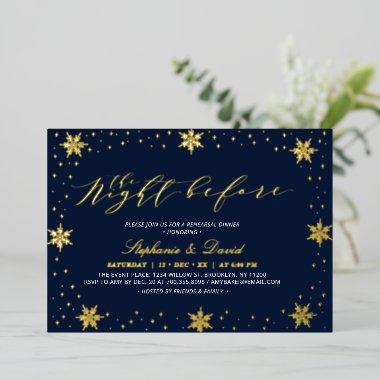 Gold & Navy Winter Snow Couples Wedding Shower Foil