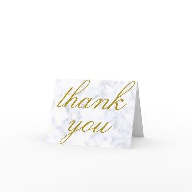 Gold on White and Gray Marble | Custom Thank You Invitations