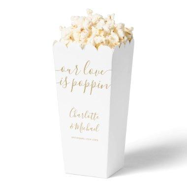 Gold Our Love Is Poppin Wedding Popcorn Favor Boxes