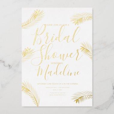 Gold Palm Leaf Bridal Shower Foil Pressed Wedding Foil Holiday Invitations