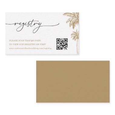 Gold Palm Tree QR Code Wedding Gift Registry Enclosure