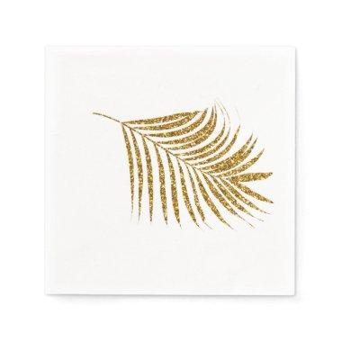 Gold Palms Baby Shower Weddings Tropical Glittery Napkins