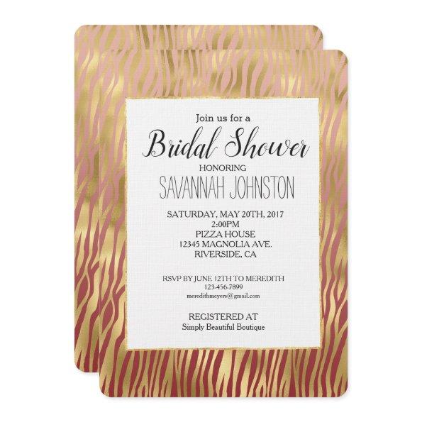 Gold Peach Red Chevron Zebra Stripes