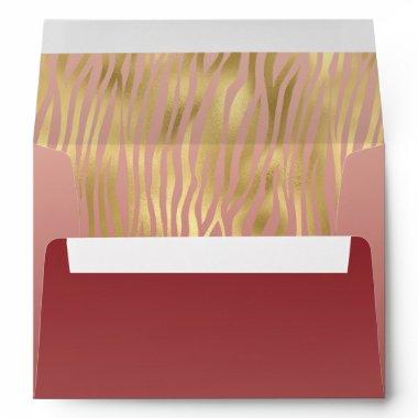 Gold Peach Red Zebra Stripes Envelope