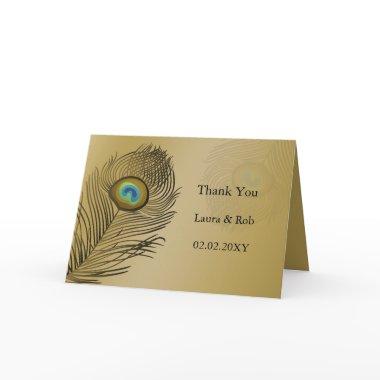 gold peacock wedding Thank You