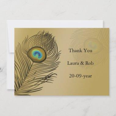 gold peacock wedding Thank You Invitations