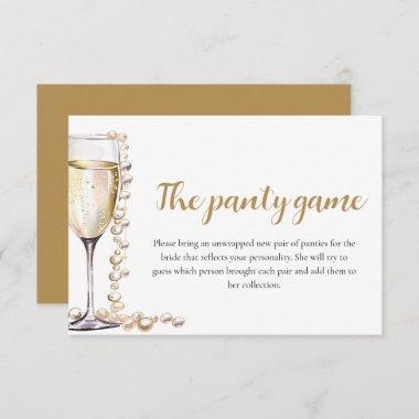 Gold Pearls and Prosecco Bridal Shower Panty Game Enclosure Invitations