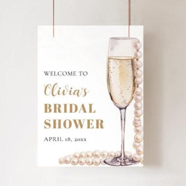 Gold Pearls and Prosecco Bridal Shower Poster