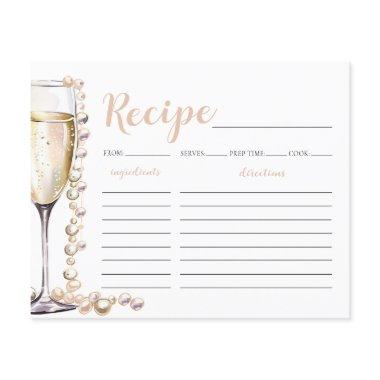 Gold Pearls and Prosecco Bridal Shower Recipe Invitations