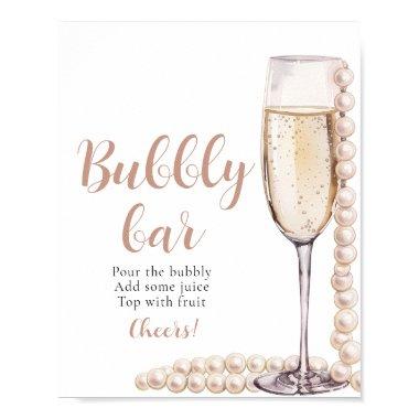 Gold Pearls and Prosecco Champagne Bubbly Bar Sign