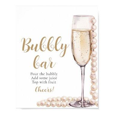 Gold Pearls and Prosecco Champagne Bubbly Bar Sign