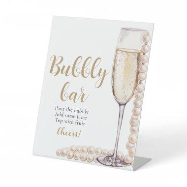 Gold Pearls and Prosecco Champagne Bubbly Bar Sign