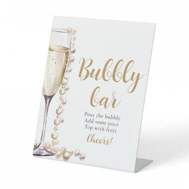 Gold Pearls and Prosecco Champagne Bubbly Bar Sign