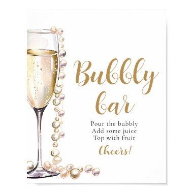 Gold Pearls and Prosecco Champagne Bubbly Bar Sign