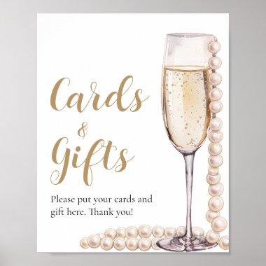 Gold Pearls and Prosecco Champagne Invitations And Gifts Poster