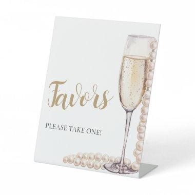 Gold Pearls and Prosecco Champagne Favors Sign
