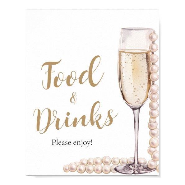 Gold Pearls and Prosecco Champagne Food and Drinks Poster