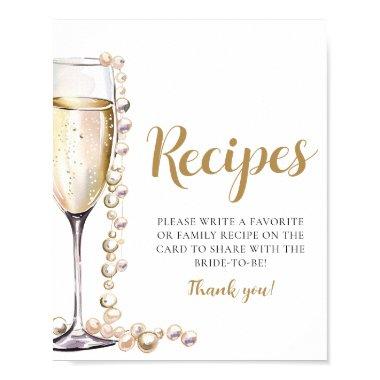 Gold Pearls and Prosecco Champagne Recipes Sign